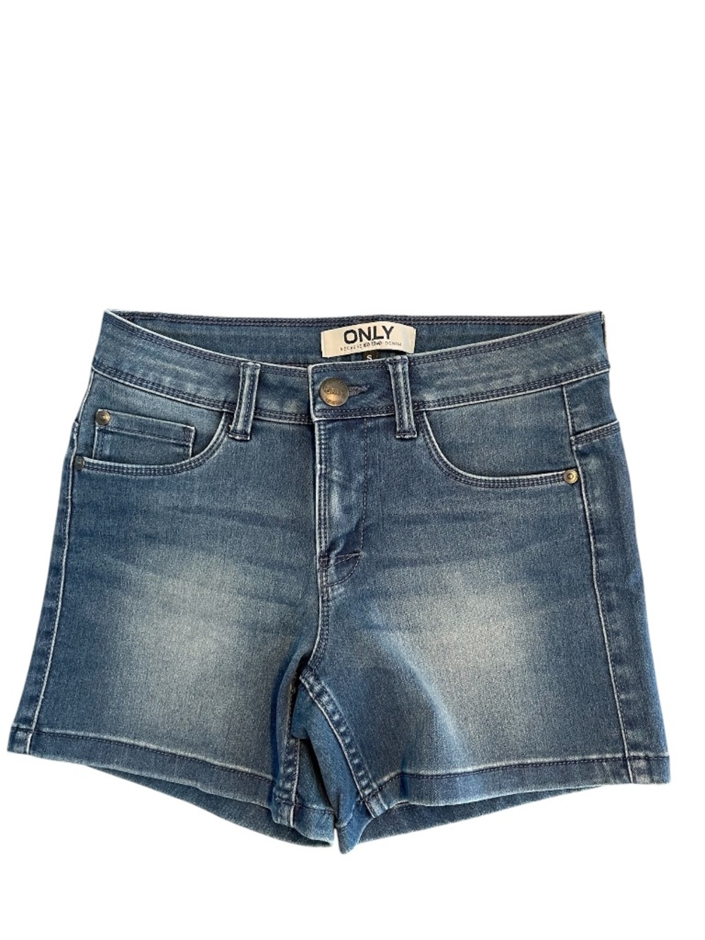 Only Size Small Medium Blue Stretch Denim Short Shorts